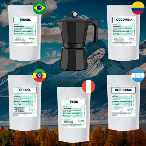 Pack cafetera con molinillo + Pack degustación de café DE REGALO – Orisens  Coffee