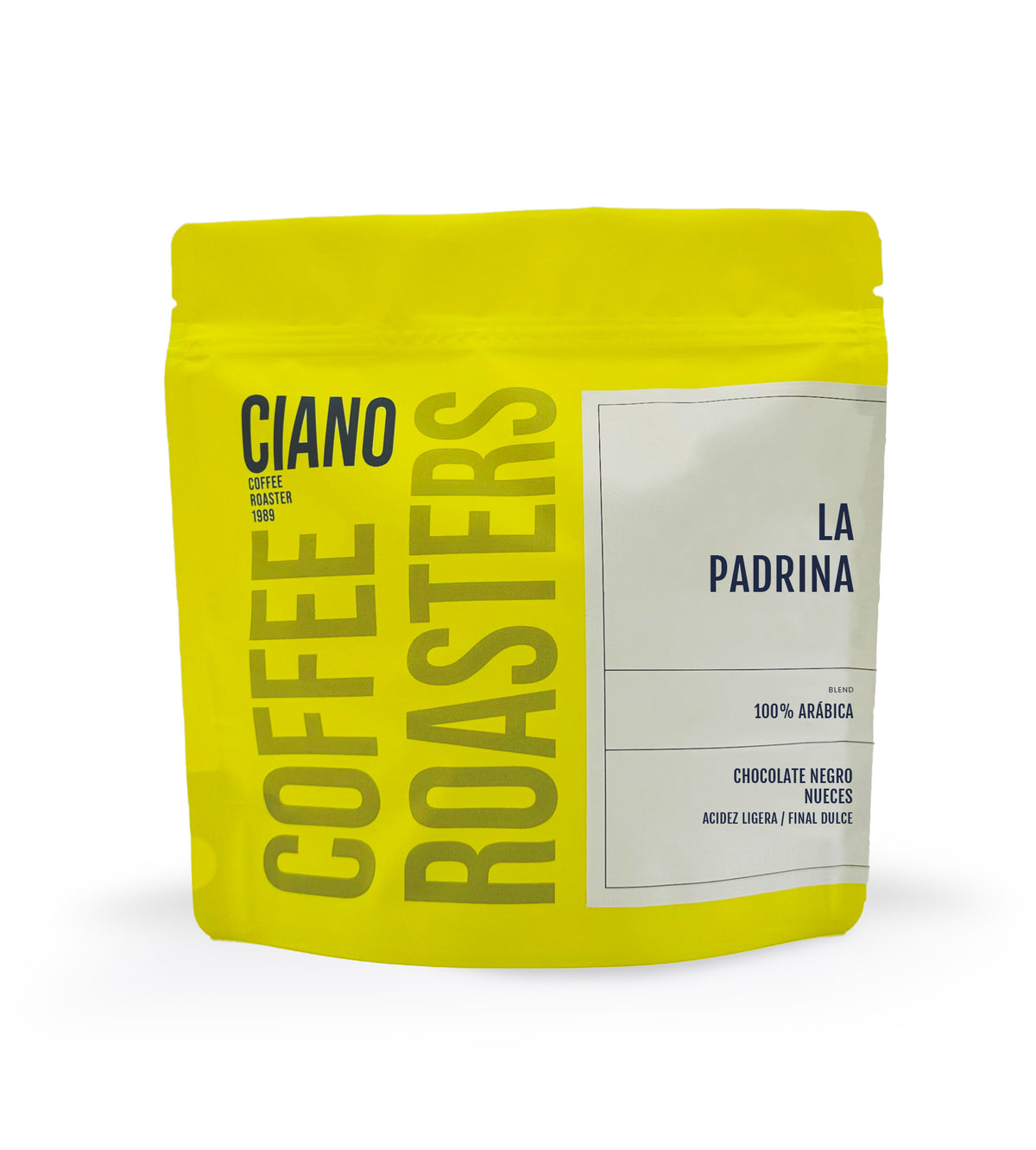 Bolsa amarilla de café Blend La Padrina, una mezcla equilibrada y versátil pensada para el día a día.