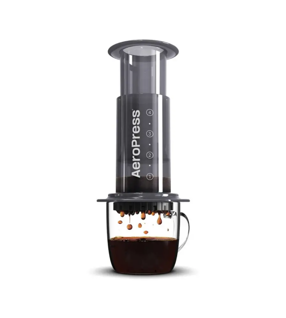Aeropress vista frontal, cafetera de inmersión para café espresso y filtro
