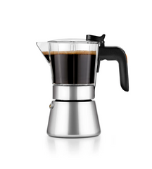 Vista lateral de la cafetera Italiana Flavour Crystal Bra