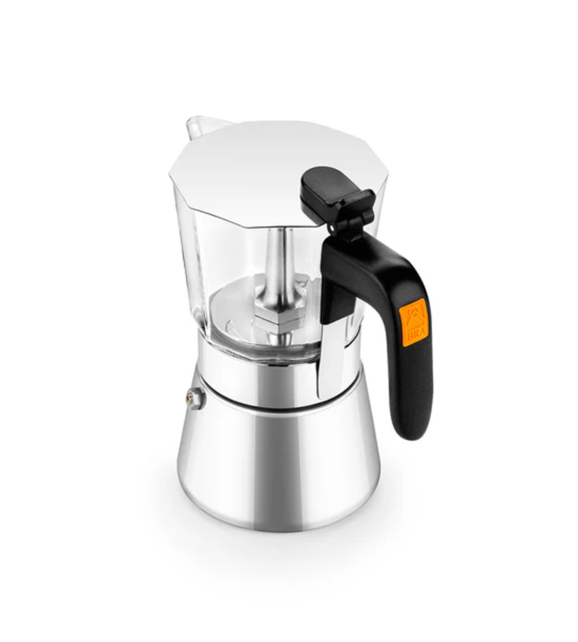 Cafetera Italiana Flavour Crystal Bra con café recién preparado

