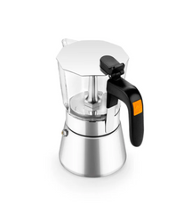 Cafetera Italiana Flavour Crystal Bra con café recién preparado

