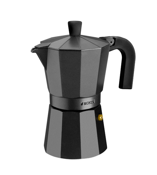 Cafetera Monix en color negro, diseño elegante y compacto
