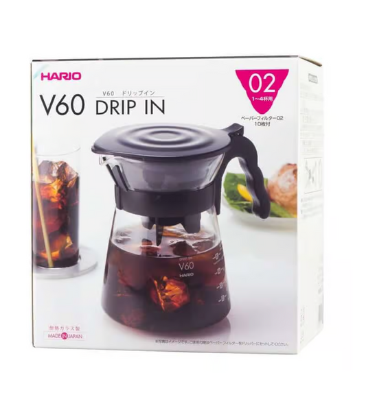 Caja del Hario V60 Drip-in, cafetera de goteo compacta para preparar café filtrado