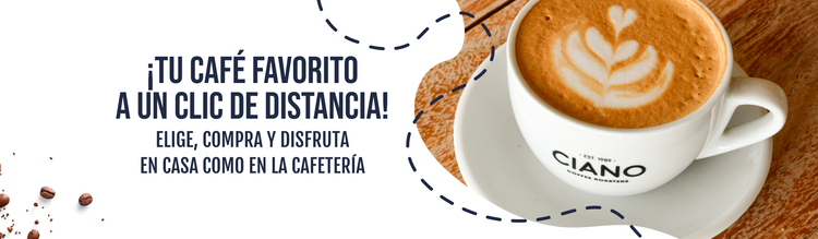 Banner principal de la tienda de café en versión desktop con el texto 'Tu café a un clic'