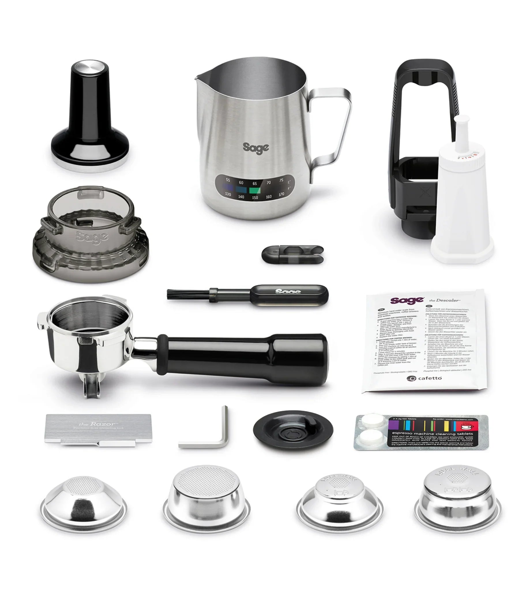 Accesorios y equipamiento incluido con la cafetera Sage Barista Express