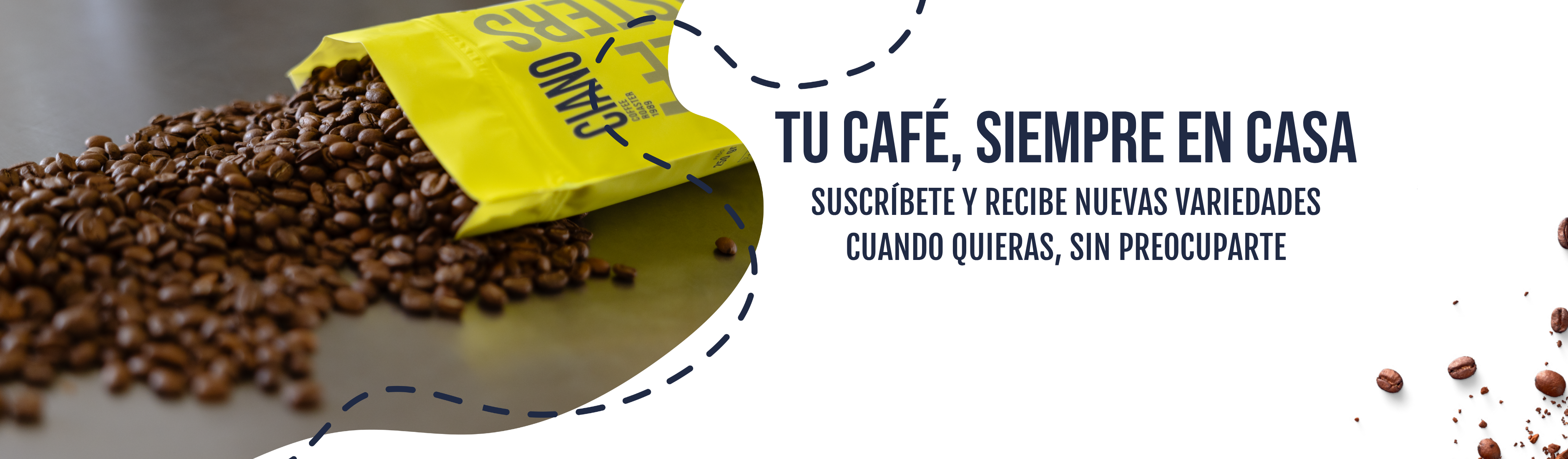 Banner de suscripción a café de especialidad, descubre y recibe café selecto en casa cada mes