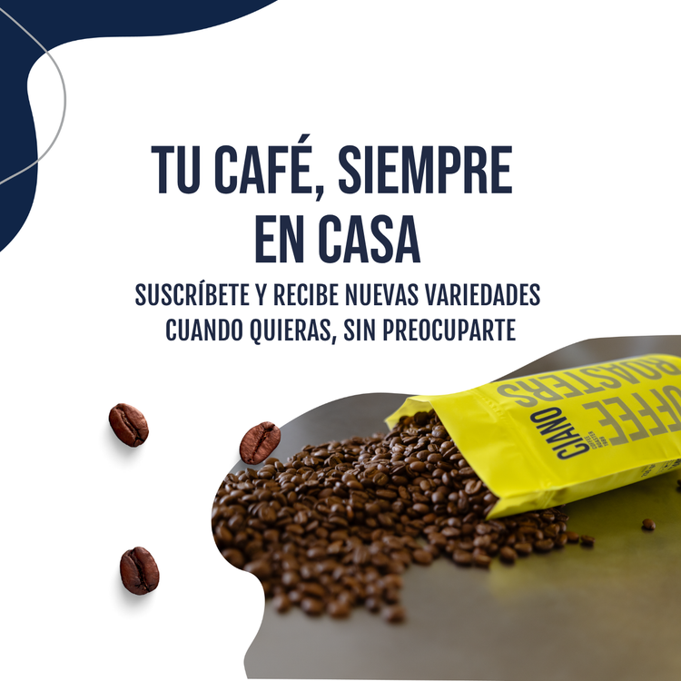 Banner de suscripción a café de especialidad, descubre y recibe café selecto en casa cada mes